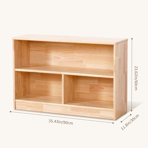 Rubber Wood 3-Compartment 2-Tier Storage Cabinet F82133