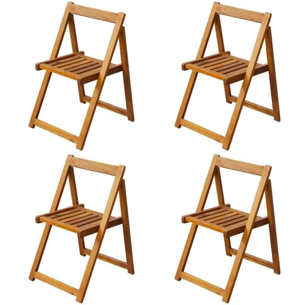 5 Piece Folding Outdoor Dining Set Solid Acacia Wood U833497