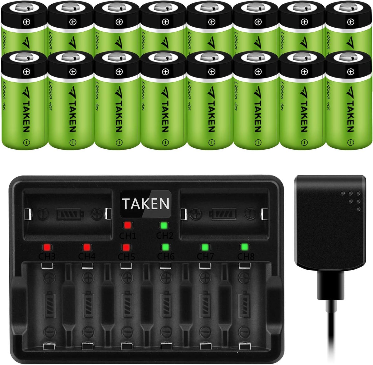 16 Pack 750mAh Rechargeable Batteries and Charger N665589