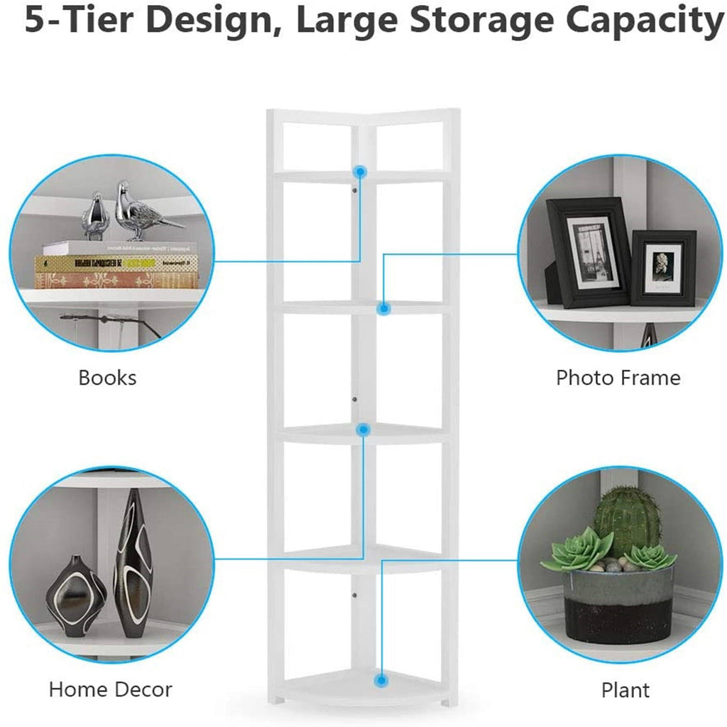 Black/Espresso 5 Tier Corner Bookshelf H37114