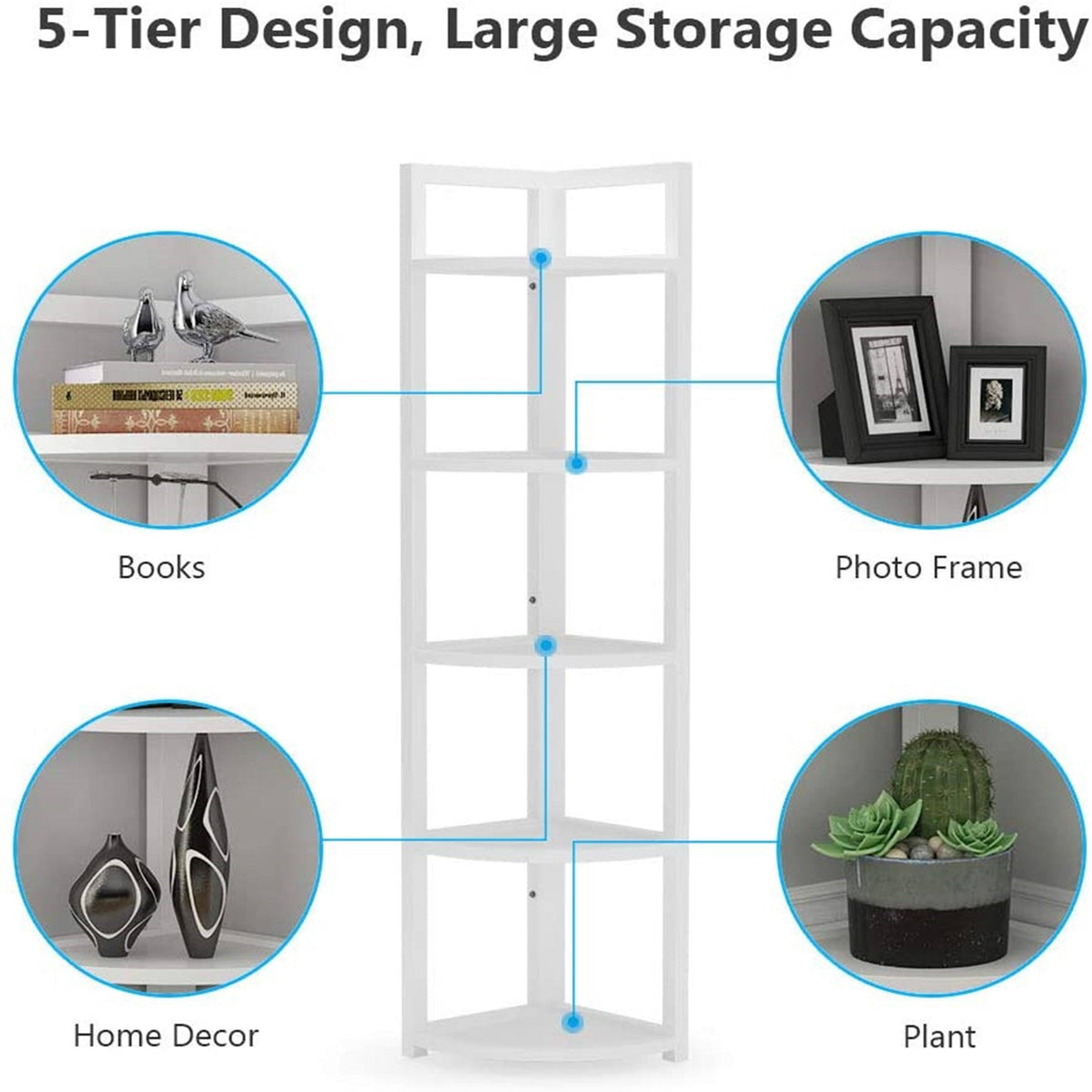Black/Espresso 5 Tier Corner Bookshelf H37114