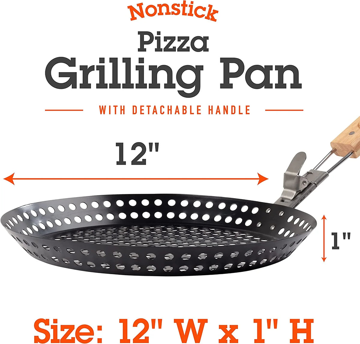 Perforated Non-stick Pizza Grill Pan with Removable Handle I2759