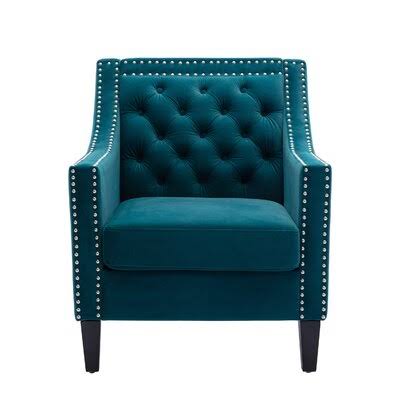 Teal Velvet Fabric Armchair E799