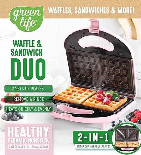 Pink Sandwich and Waffle Maker C715136