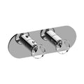 Round 2-Hole Trim Plate with Harley Handles in Polished Chrome B6009