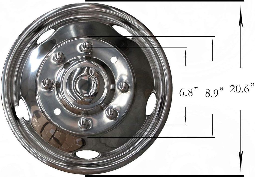 4pcs 19.5inch Polished Stainless Steel Dually Wheel Simulators with Installation Tool Kit F21868