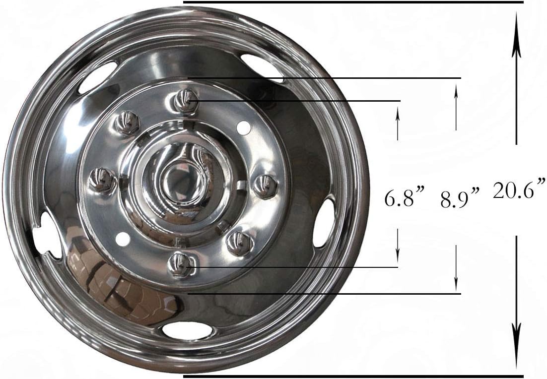 4pcs 19.5inch Polished Stainless Steel Dually Wheel Simulators with Installation Tool Kit F21868