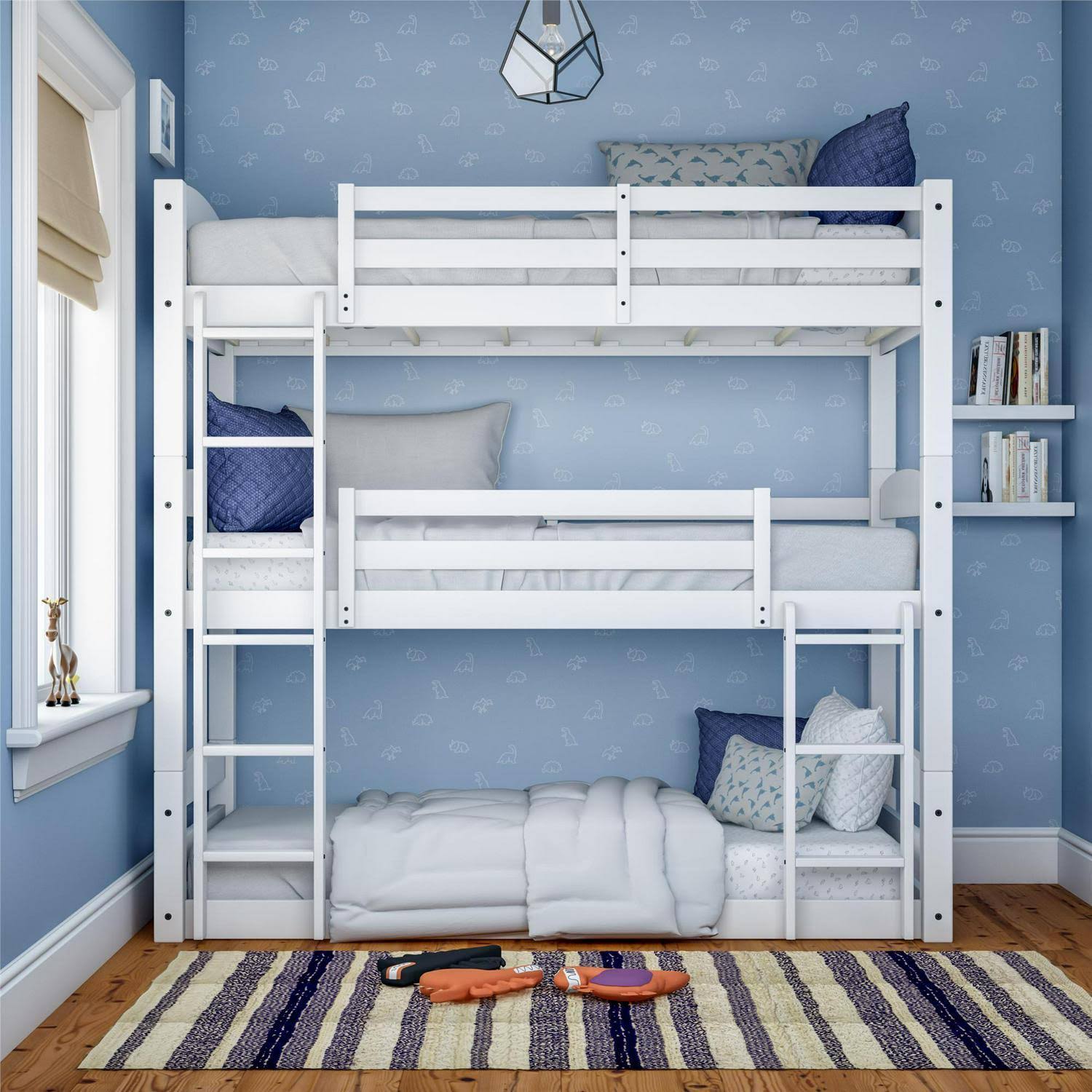 Twin Triple Bunk Bed, White T616