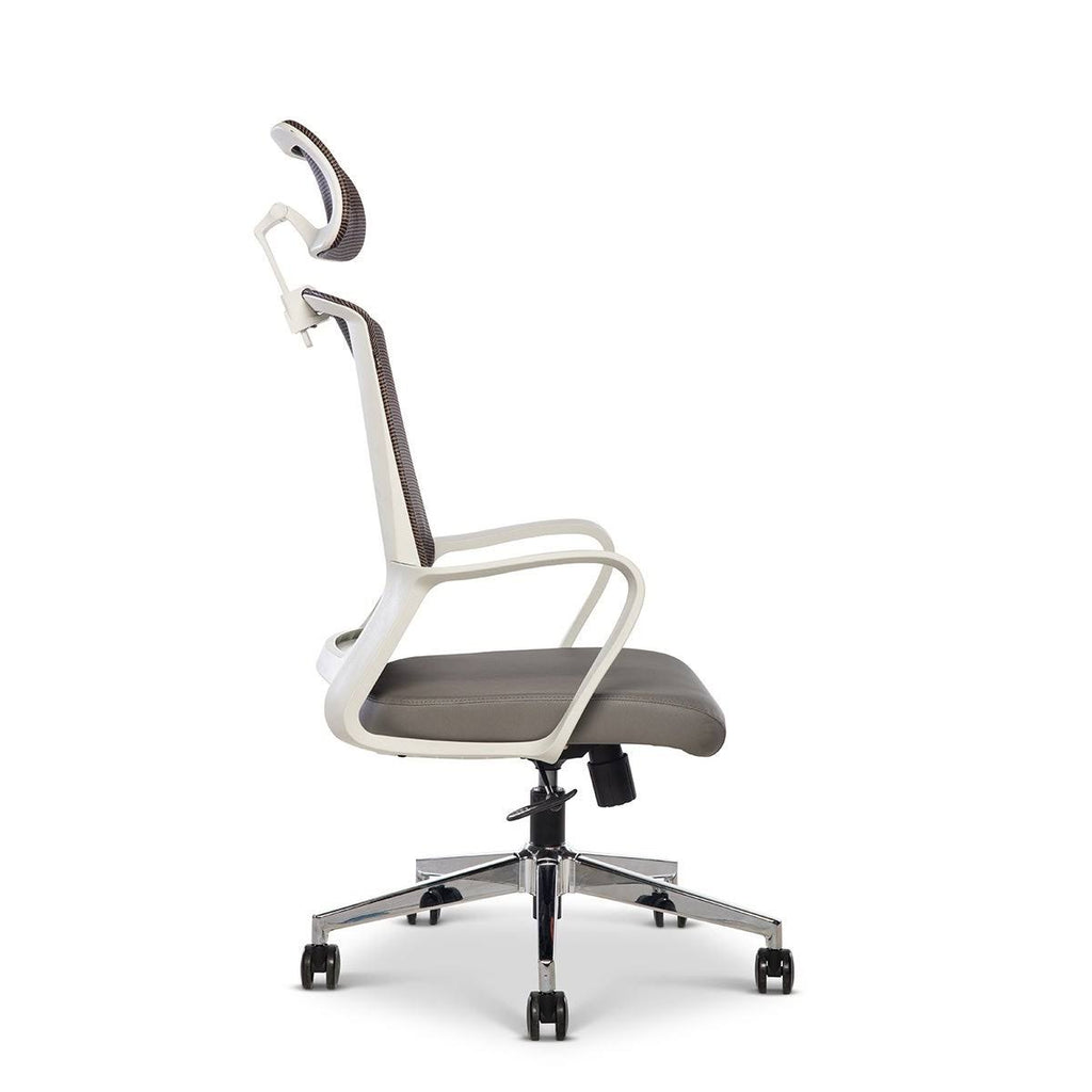 Ergonomic Mesh/Fabric High-Back Task Chair with Headrest, Black/Gray/White M235