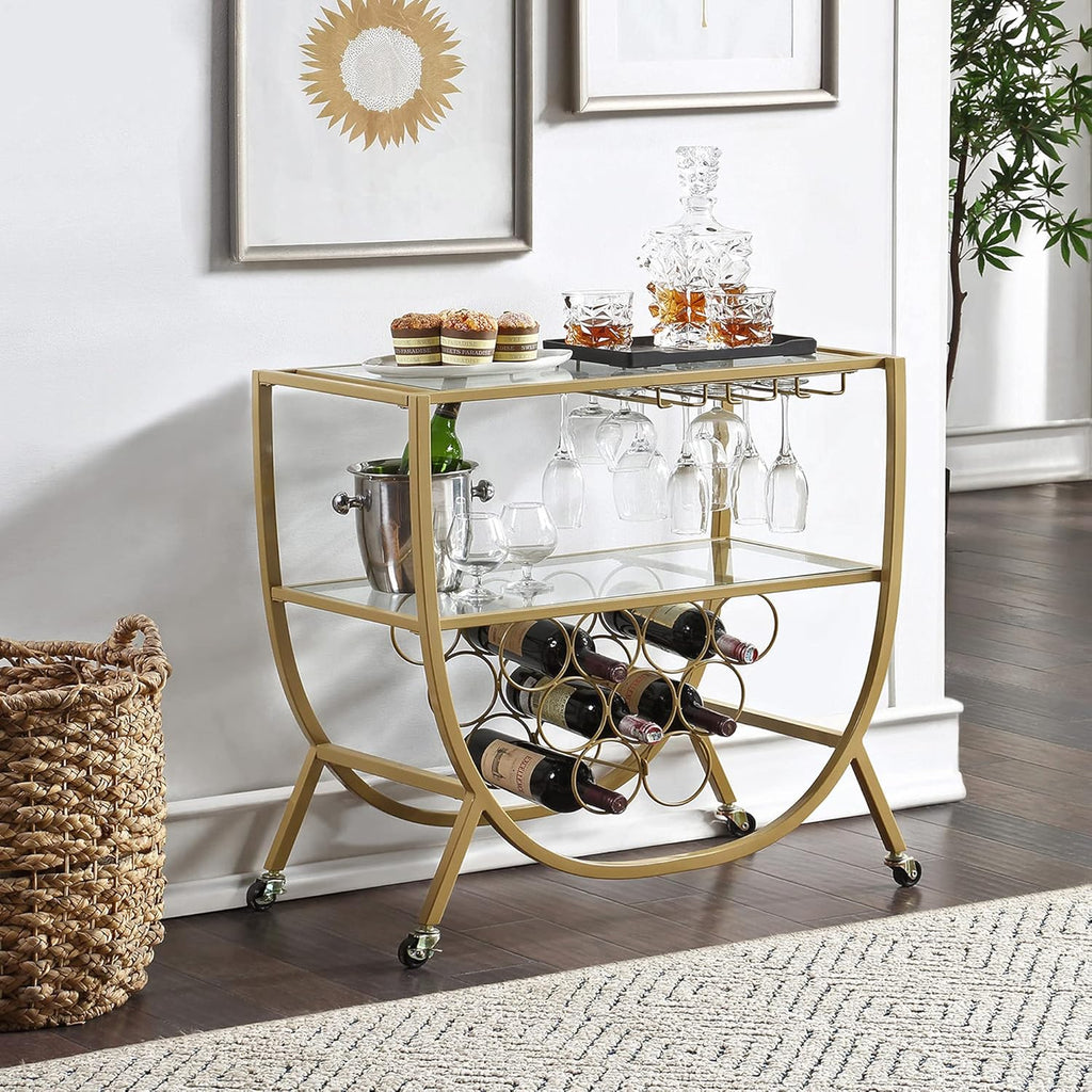 Gold Rounded Bar Cart W425