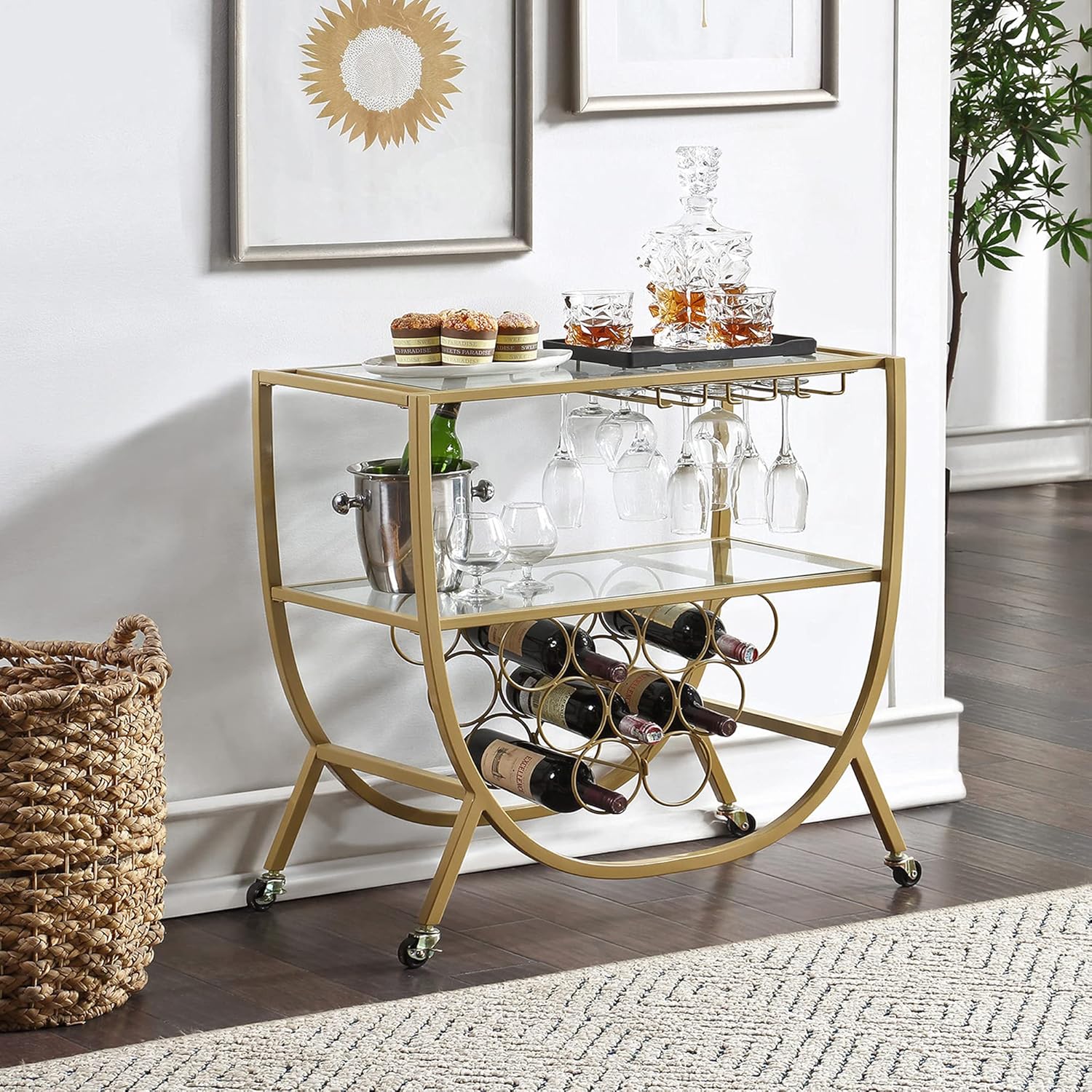 Gold Rounded Bar Cart W425