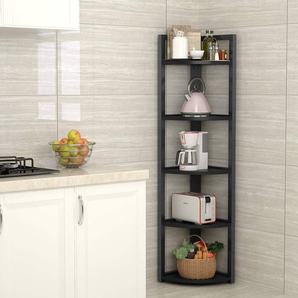 Black/Espresso 5 Tier Corner Bookshelf H37114