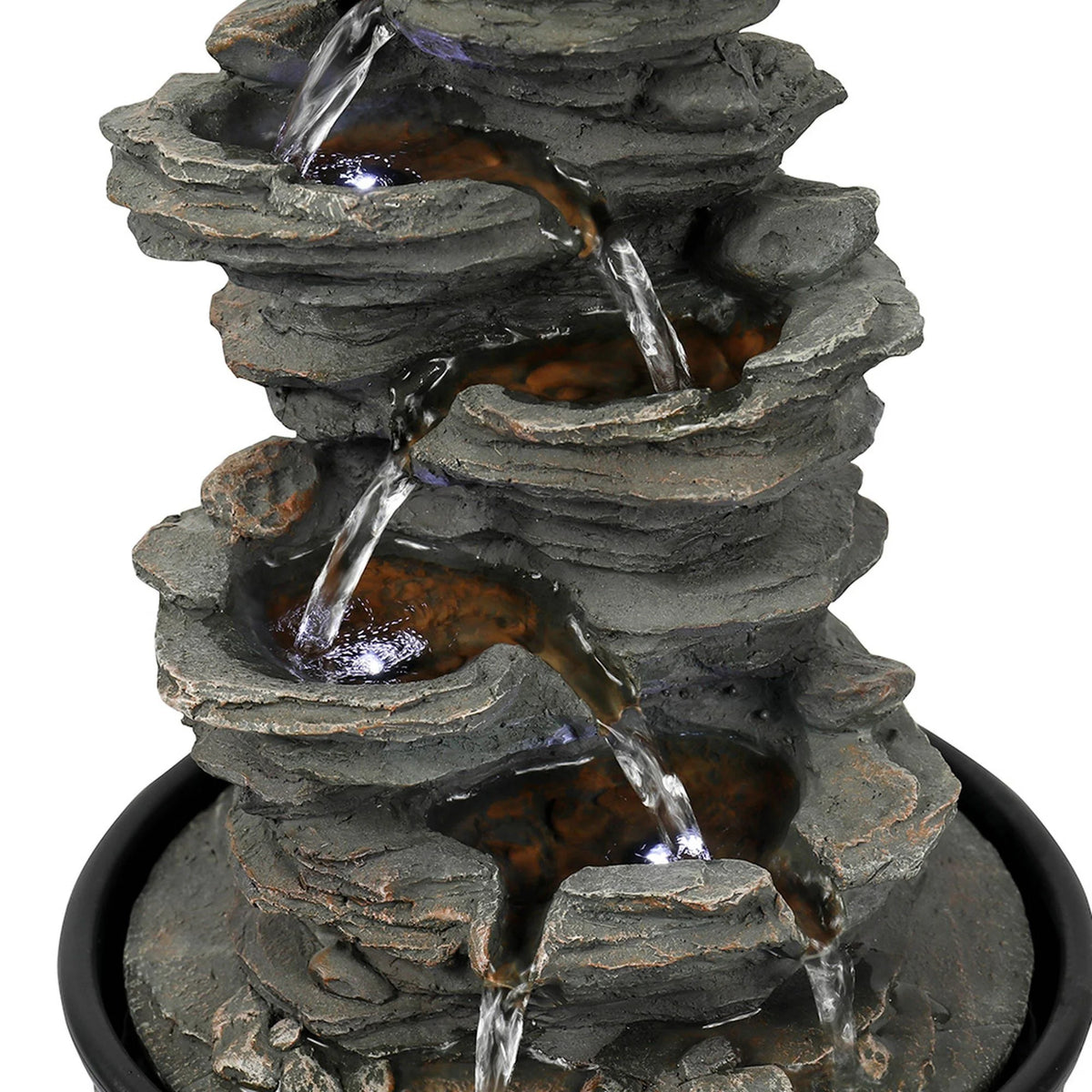 Tabletop Water Fountain with LED Light, Indoor Rock Resin Fountain I961