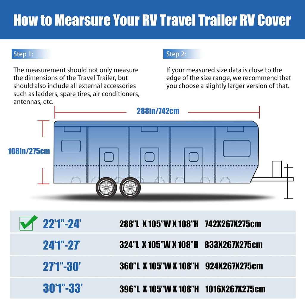 RV Cover 6 Layers Windproof Anti-Scratch UV Resistant (22'1''-24) O629854