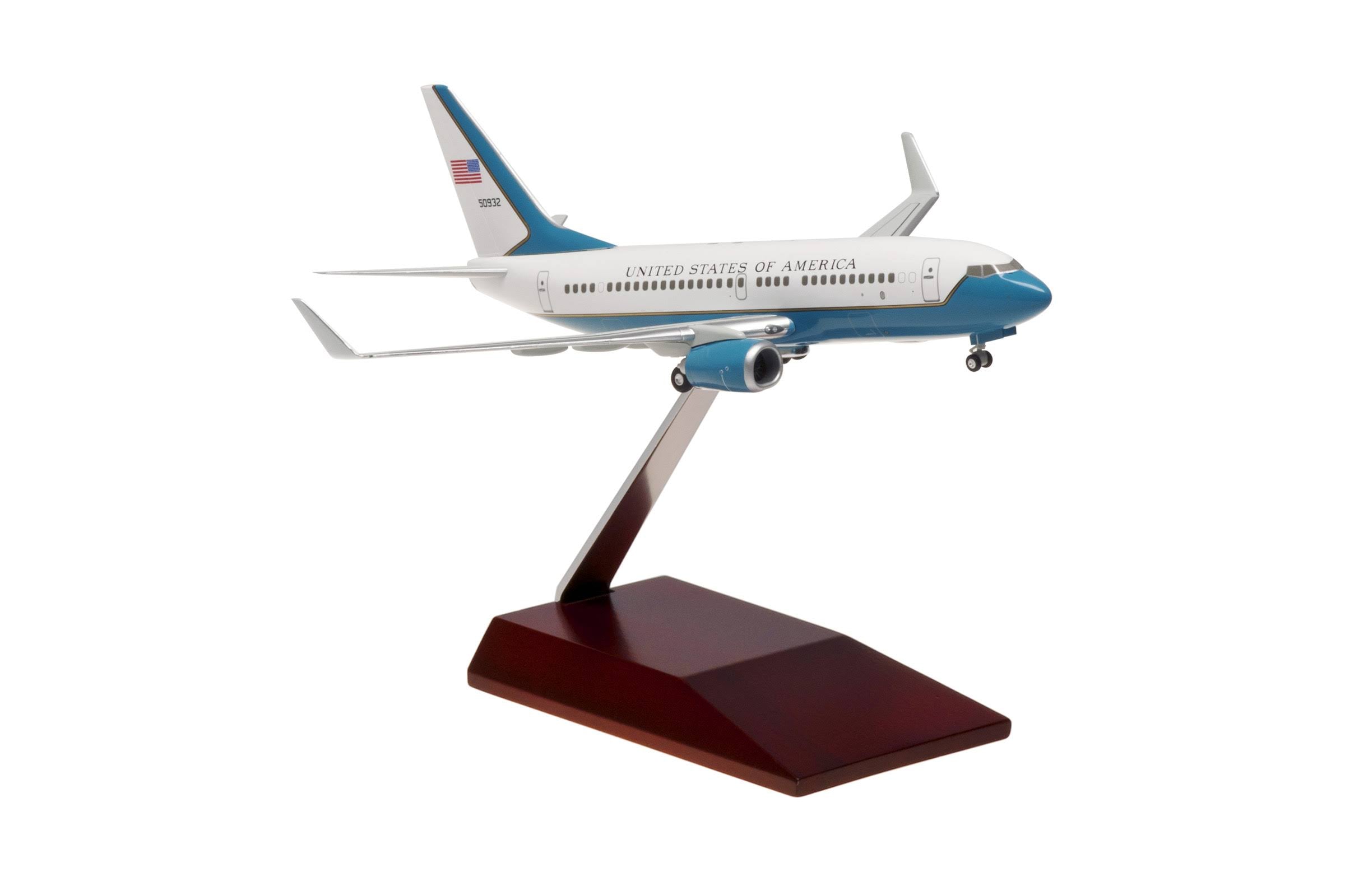 1-200 Usaf 737-700w Model Airplane with Wood Stand & Gear J14455