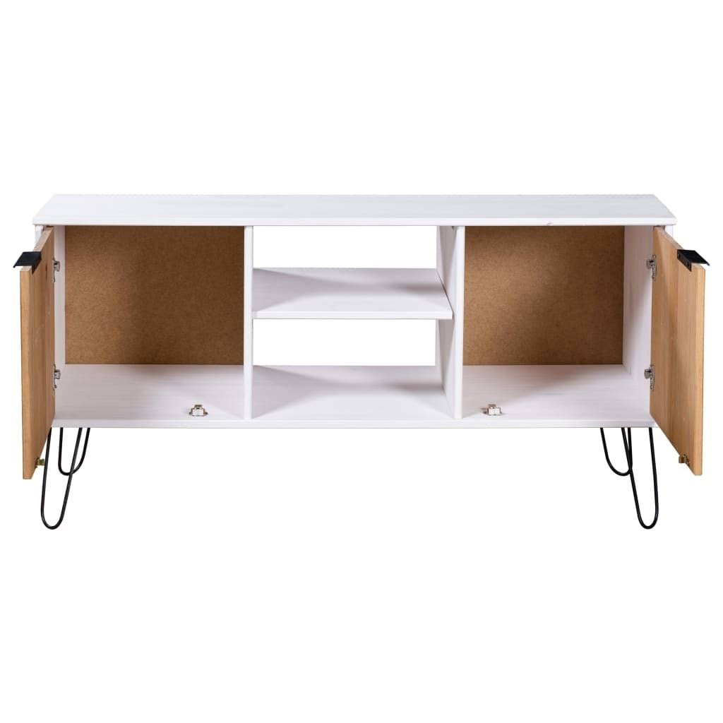 White and Light Wood Solid Pine Wood TV Cabinet U46606