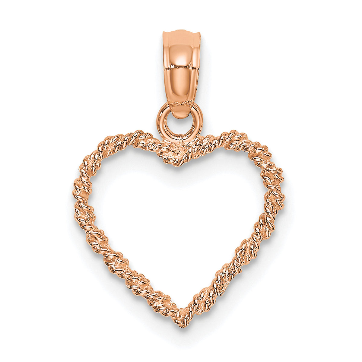 14K Rose Gold 3D Polished Rope Heart Pendant With 10K Yellow Gold Lightweight Rope Chain 16" G84739