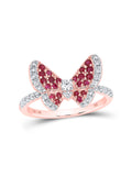 10kt Rose Gold Ruby Diamond Butterfly Ring Q5824