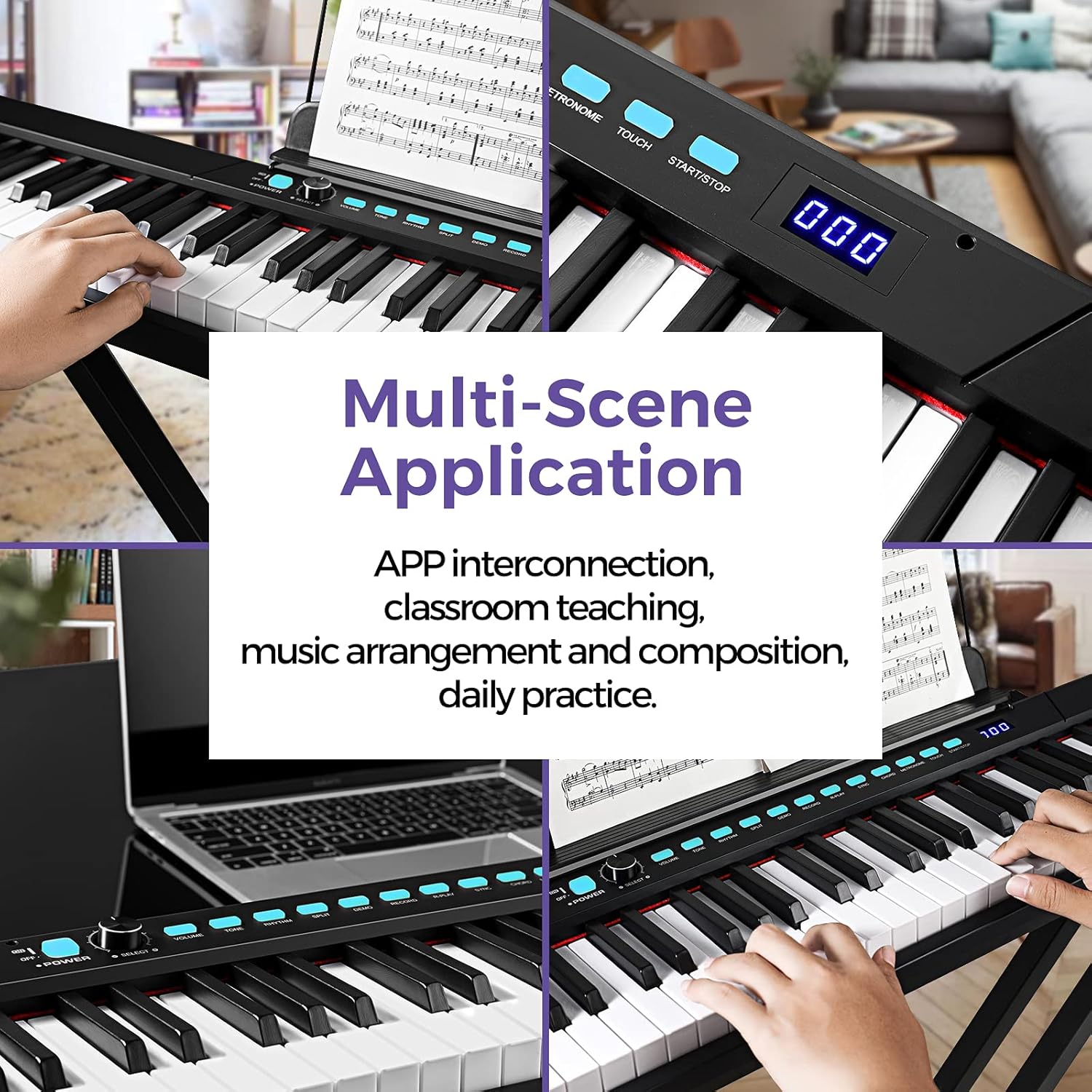 88-Key Semi-Weighted Electronic Keyboard Piano with X-Stand, Sustain Pedal, Power Supply, Carrying Case U21339