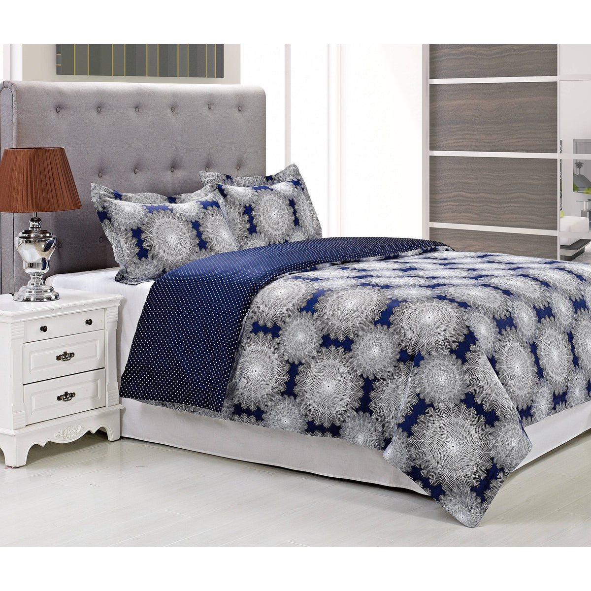 California King Cotton Sateen Duvet Cover Set V4834
