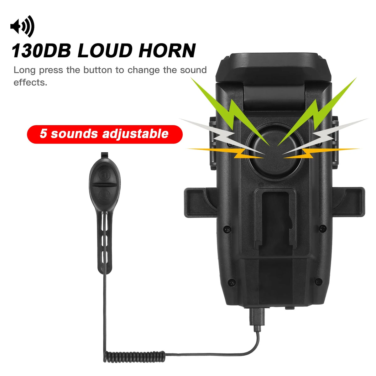 Front and Rear 4 in 1 USB Rechargeable Waterproof Headlight with Phone Holder Horn U365420