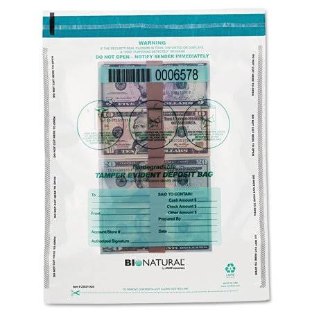 12 x 16 Clear Cash Bags, 100/Pack U859614