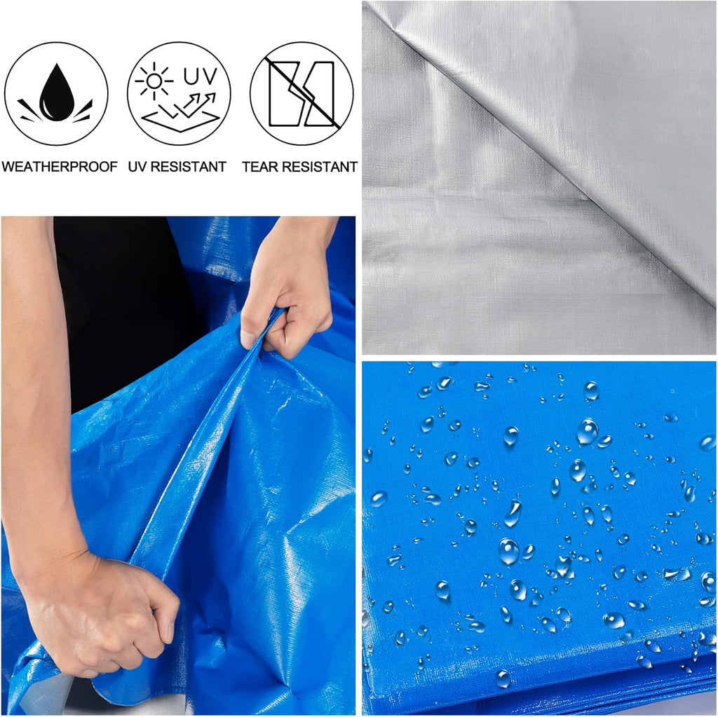 Blue Heavy Duty Waterproof 16 Mil Thick Tarpaulin with Metal Grommets 20x30 G6237