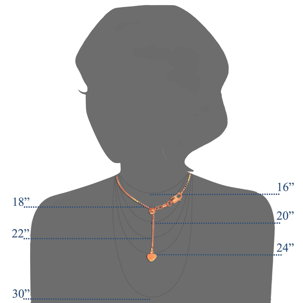 14k Solid Rose Gold 0.7mm Adjustable Box Chain 22" with Lobster Claw Clasp Z509481