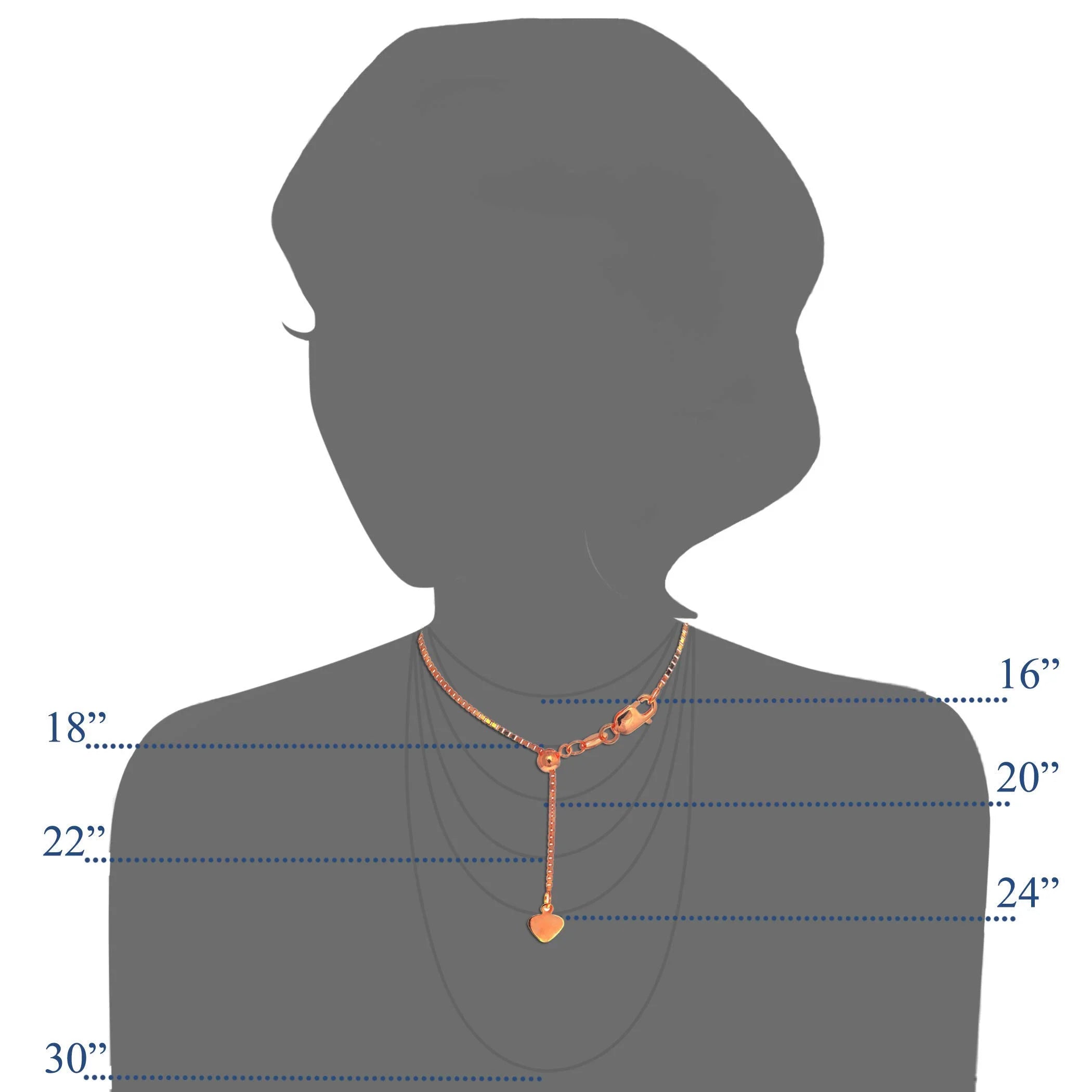 14k Solid Rose Gold 0.7mm Adjustable Box Chain 22" with Lobster Claw Clasp Z509481