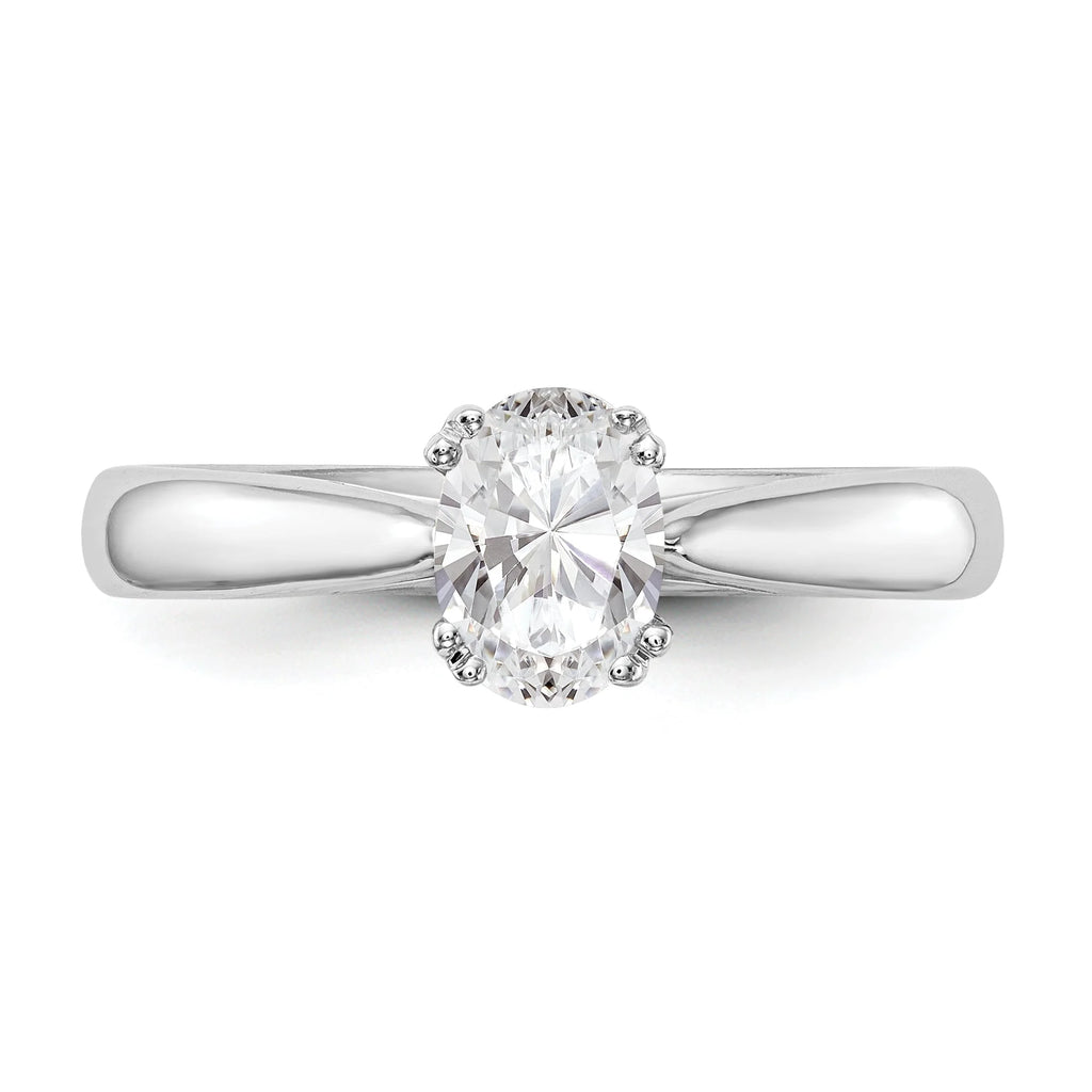 0.50ct CZ Solid 14K White Gold Oval Solitaire Engagement Ring I77103
