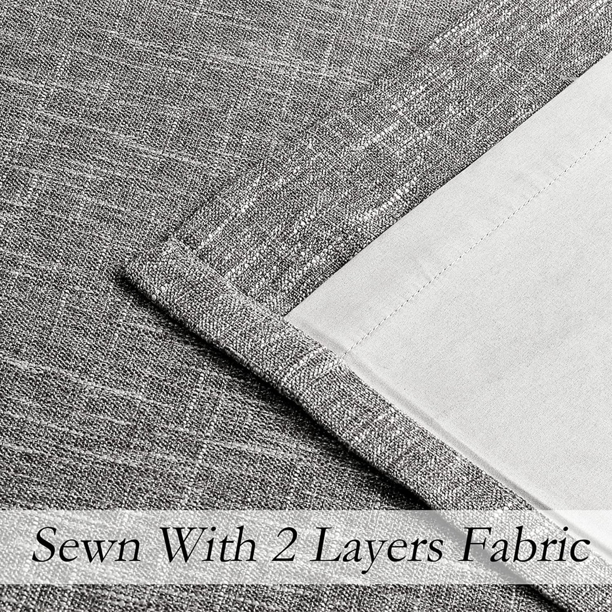 White Gray Ombre Full Blackout Curtains Linen Texture with Grommet, 50"x63"x2 R1264