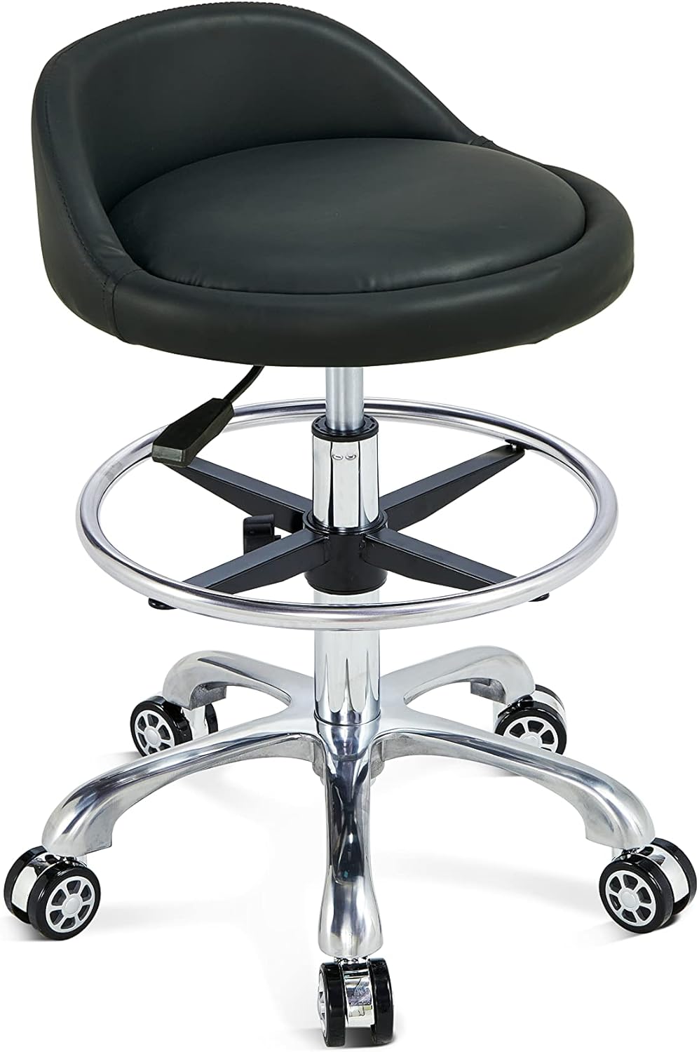Black Height Adjustable Swivel Stool with Casters D891604