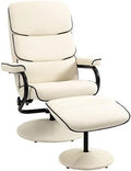 Cream White PU Leather Swivel Recliner Chair with Ottoman M810