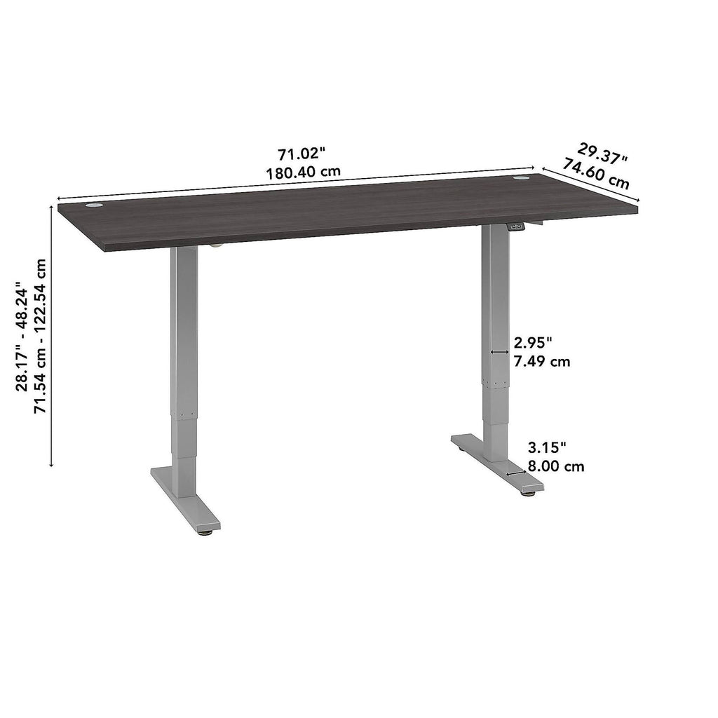 Height Adjustable Desk, 72w x 30D, Storm Gray N92798