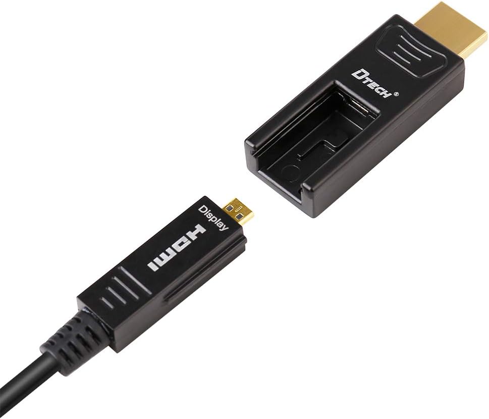 Fiber Optic HDMI Cable 50 Feet Ultra HD 4K 60Hz 18Gbps High Speed with Dual Micro HDMI and Standard HDMI Connector D761294