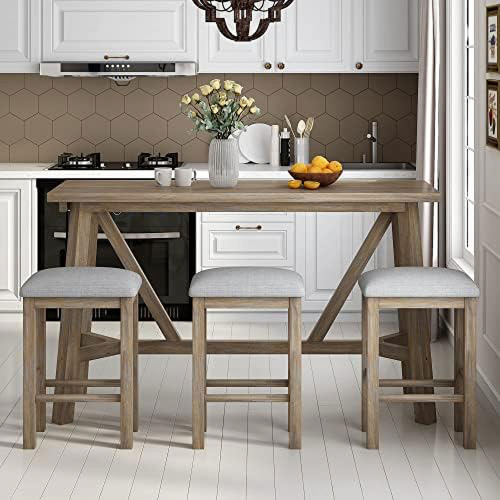 4 Piece Dining Table Set with Power Outlet and 3 Stools V43477