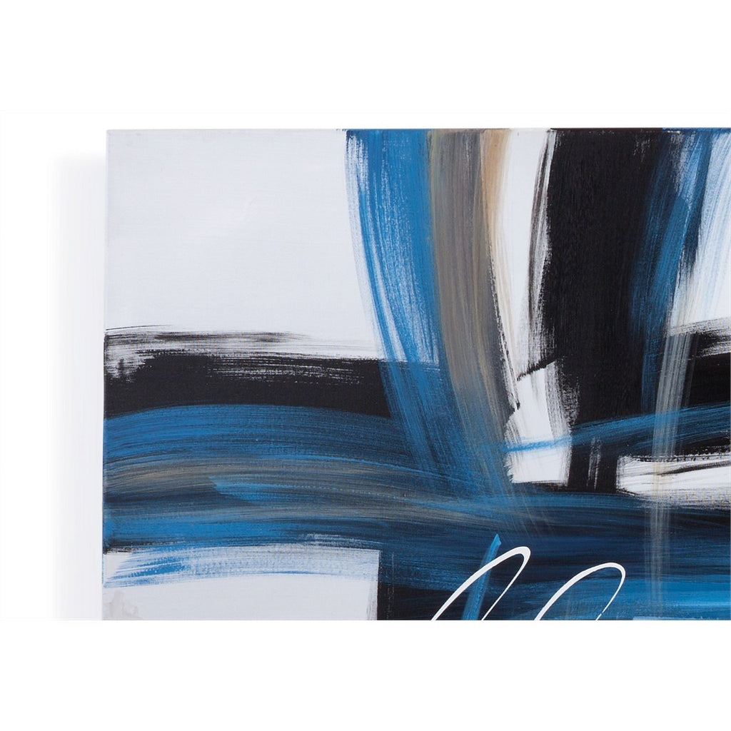 Blue Hand Painted Canvas Fabric Painting W591