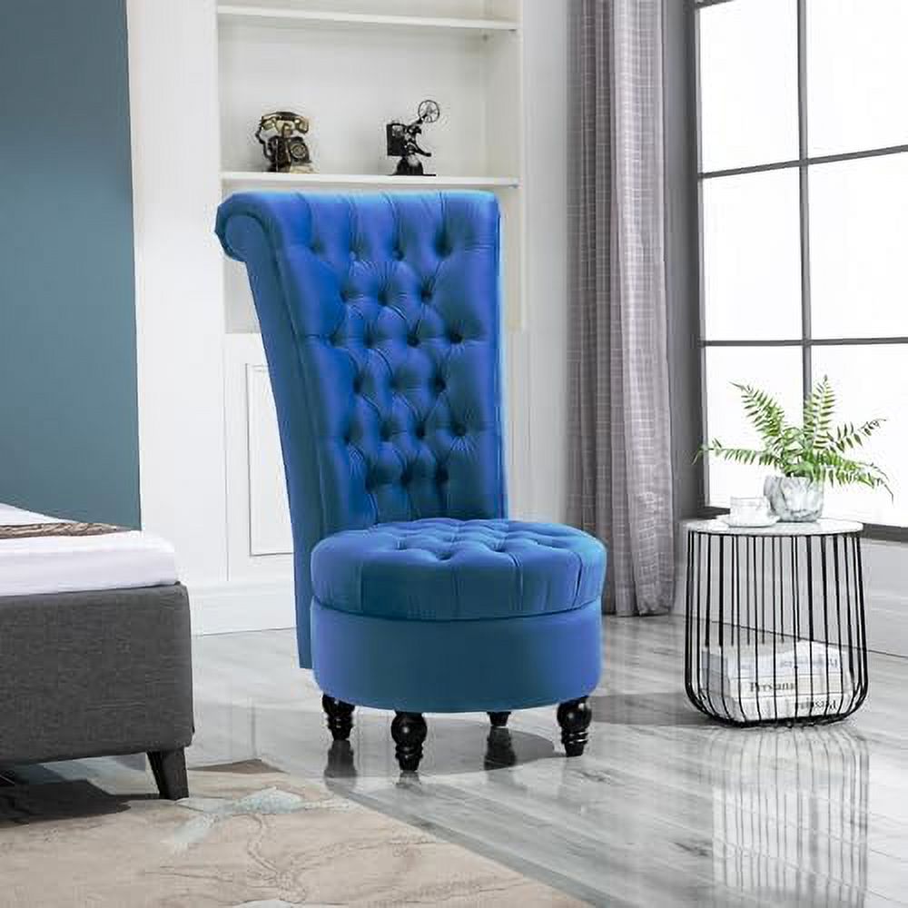 Cream White High Back Armless Chair with Rubberwood Legs W118