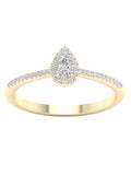 Pear Diamond Halo Engagement Ring in 10K Yellow Gold D223929
