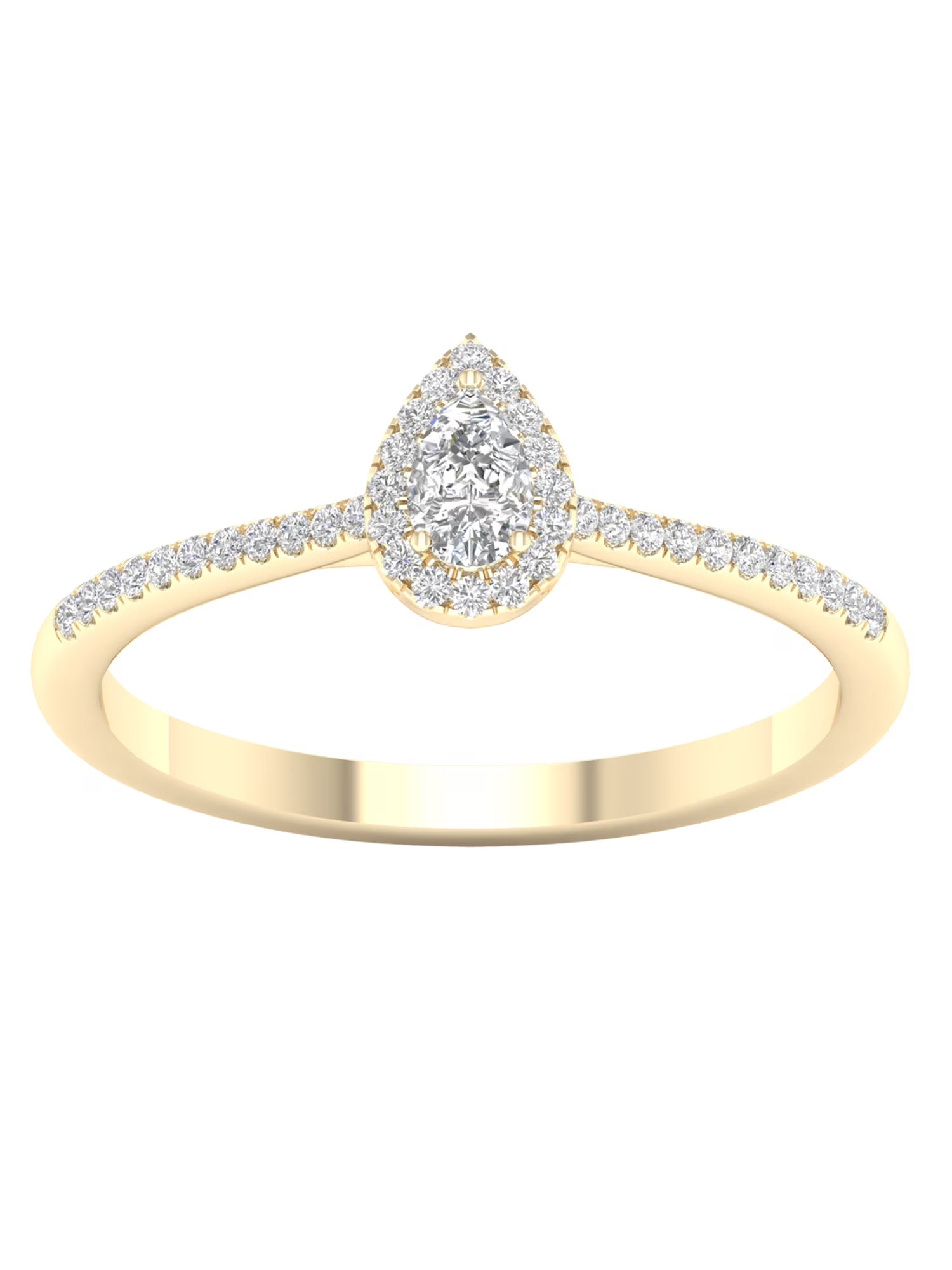 Pear Diamond Halo Engagement Ring in 10K Yellow Gold D223929