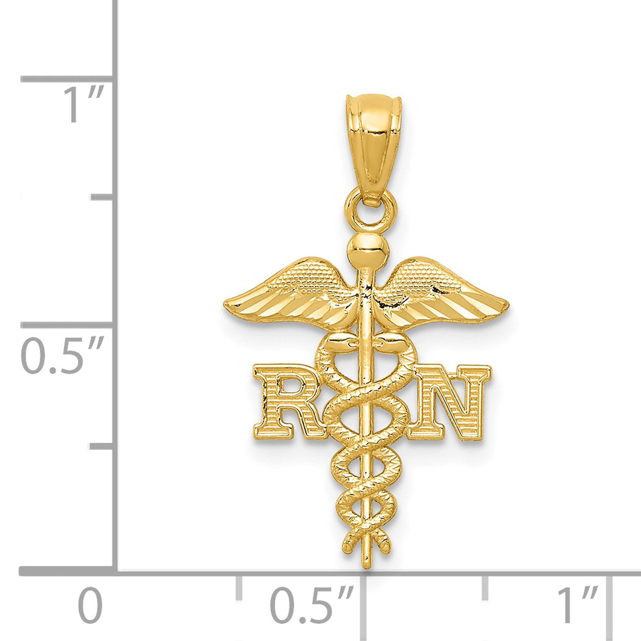 14K Yellow Gold Diamond-Cut Nurse Pendant Charm with 10K Yellow Gold Rope Chain Necklace 20'' R962