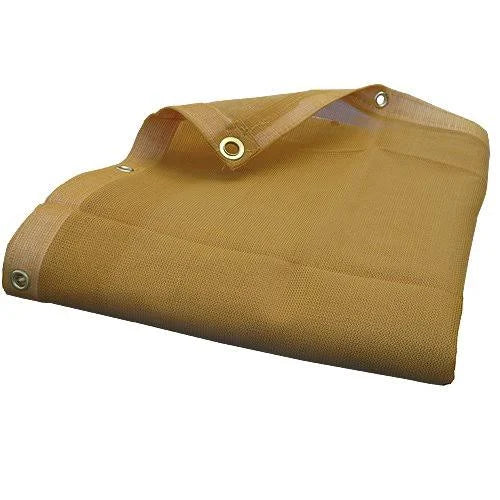 Beige Tan Heavy Duty Mesh Tarp Sun Shade Awning and Fence Screen O28574