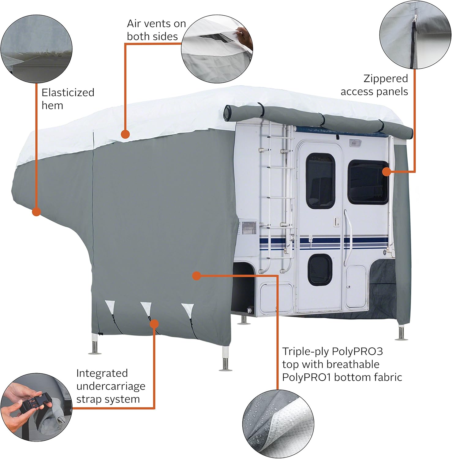 Deluxe Camper Cover, Fits 6' - 8' Campers Y255