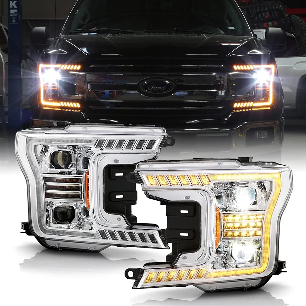 Halogen Chrome Amber LED Projector Headlights U8688