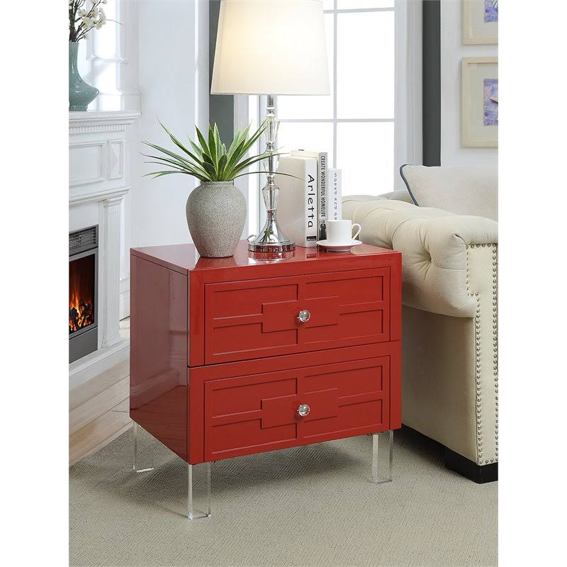 Glossy Red Contemporary End Table Z79737