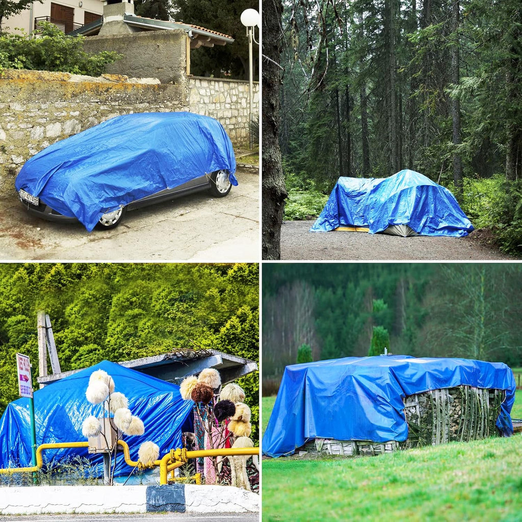 Blue Heavy Duty Waterproof 16 Mil Thick Tarpaulin with Metal Grommets 20x30 G6237