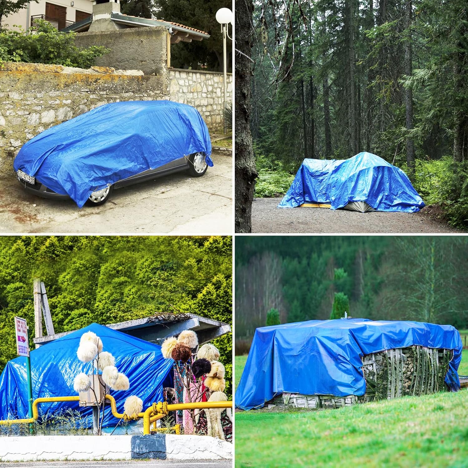 Blue Heavy Duty Waterproof 16 Mil Thick Tarpaulin with Metal Grommets 20x30 G6237