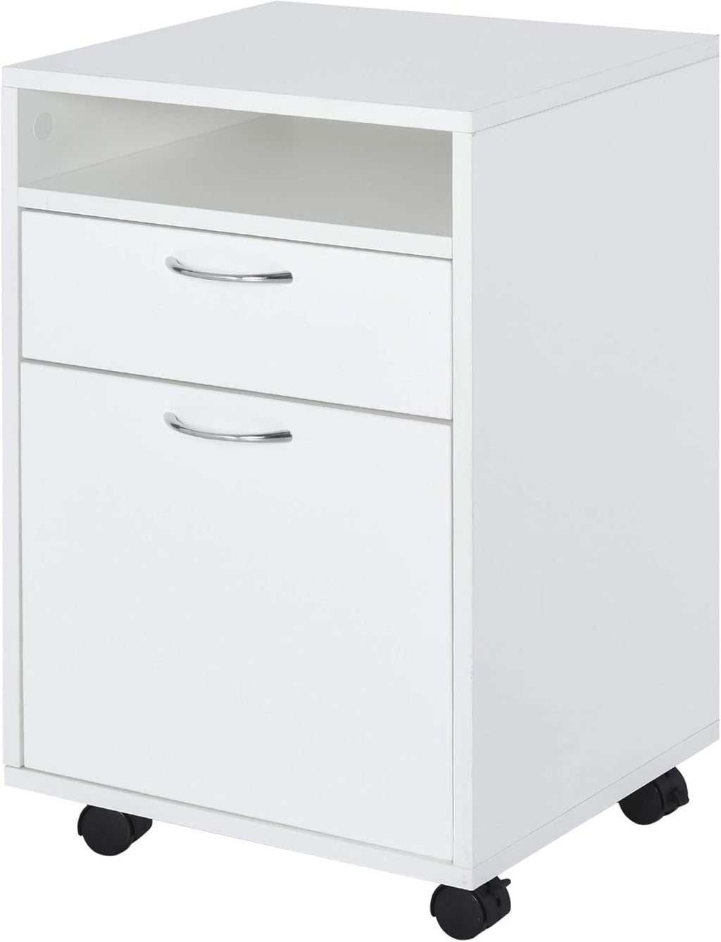 Brown Mobile File Cabinet with Lockable Drawer K133