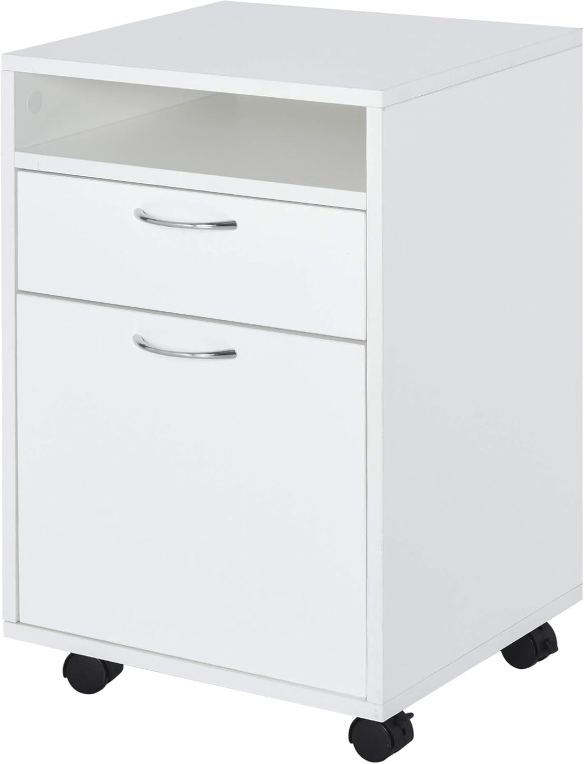 Brown Mobile File Cabinet with Lockable Drawer K133