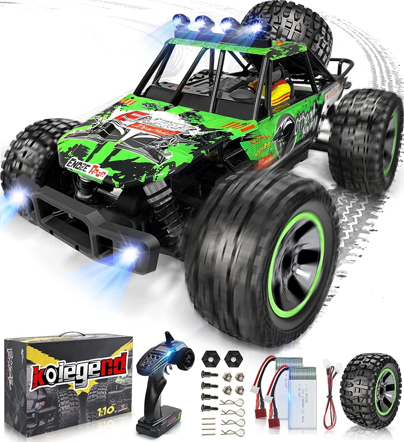 RC Cars 1/10 Scale Remote Control Truck 2 Batteries 46+ min 48+ KM/H All Terrain 4WD Off Road Monster Trucks P79911